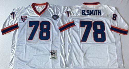 Mitchell And Ness Bills #78 Bruce Smith White Throwback Stitched NFL Jersey - Click Image to Close
